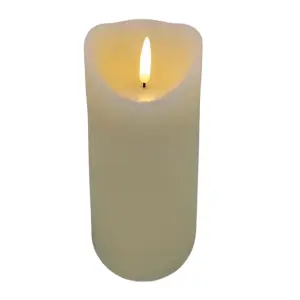 Flickering LED Battery Candle Flameless Realistic Cream Pillar Candle 23cm