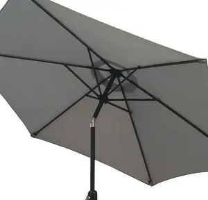 Schallen 2.7m UV50 Garden Outdoor Sun Umbrella Parasol with Winding Crank & Tilt - Grey