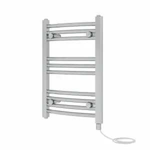 Rinse Bathrooms Electric Heated Towel Rail Curved Chrome Bathroom Towel Radiator 600x400mm - 200W