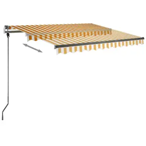 Berkfield Manual Retractable Awning with LED 300x250 cm Yellow and White