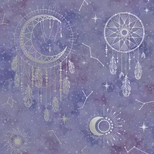 Dreamcatcher Purple/Silver Children's Wallpaper