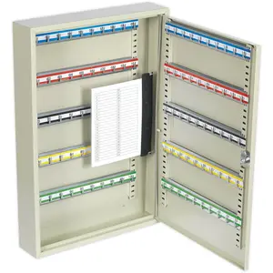 Wall Mounted Locking Key Cabinet Safe - 100 Key Capacity - 375 x 550 x 80mm