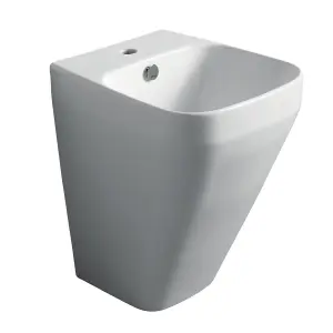 Bellio Modern White Rimless Back to Wall Toilet & Wall Hung Basin Set