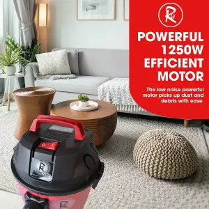 RocwooD 15L Wet And Dry Corded Vacuum Cleaner 1250W