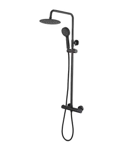 Aquarius RainLux Eco Round Adjustable Exposed Bar Shower System Matt Black