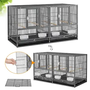 Yaheetech Black Stackable Wide Bird Cage Divided Breeder Cage