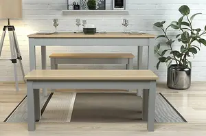 Ohio Dining Set Oak-Grey Table and 2 Benches