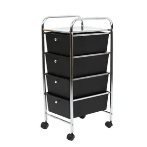 Essentials by Premier 4 Black Plastic Drawers Trolley