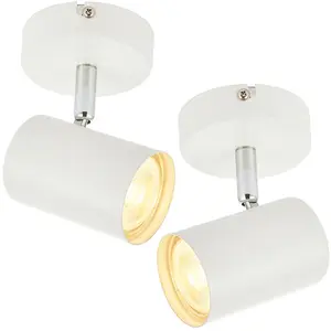 2x LED Adjustable Ceiling SpotLights Matt White Single GU10 Dimmable DownLight