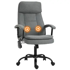 Vinsetto Massage Office Chair Linen Computer Chair with Adjustable Height Grey