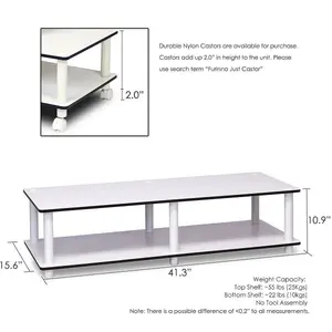 Furinno Just No Tools Wide TV Stand, White Finish w/White Tube