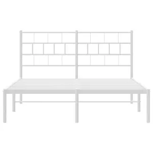 Berkfield Metal Bed Frame with Headboard White 140x190 cm