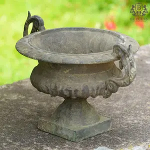 Cast Iron Urn with Handles French Vintage Ornament Antique Planter Home Garden