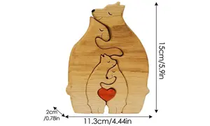 DIY Wooden Puzzle Mother Child Bear Set Embracing Bear Family Set Decoration 4pcs