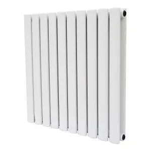 Right Radiators 600x590mm Horizontal Double Oval Column Designer Radiator White