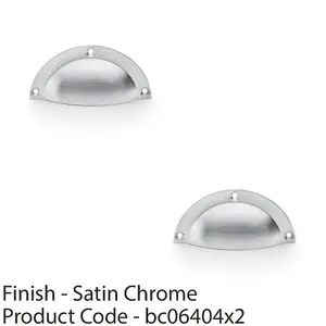 2 PACK - Half Moon Cup Handle - Satin Chrome 86mm Centres Solid Brass Shaker Drawer Pull