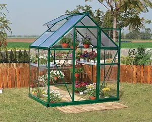 Greenhouse Hybrid 6 x 4 - Polycarbonate - L126 x W185 x H208 cm - Green