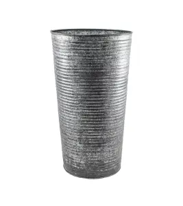 Outdoor Ribbed Galvanised Vase H50cm