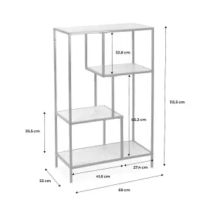 sweeek. 4-level industrial bookshelf in metal and wood effect Loft Natural 69x33x113.5 cm