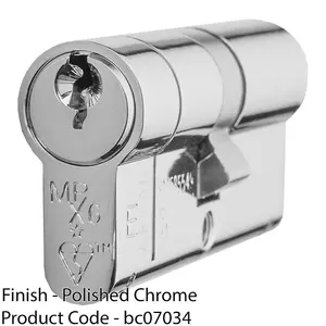 70mm EURO Double Cylinder Lock 6 Pin Polished Chrome Fire Rated Door Key Barrel