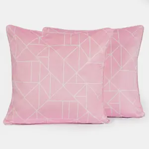 2 Pack Geo Matte Velvet Cushion Covers, Blush - 45 x 45cm