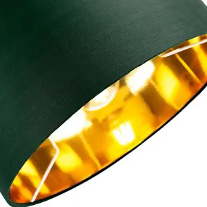 Contemporary Green Cotton 14 Table/Pendant Lamp Shade with Shiny Copper Inner