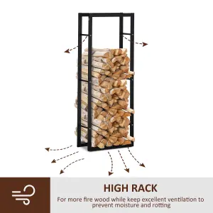 HOMCOM 150cm Metal Firewood Log Holder Rack Elevated Design, Base Side Rails