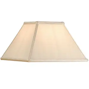 12" Inch Square Tapered Lamp Shade Oyster Faux Silk Fabric Cover Modern Elegant