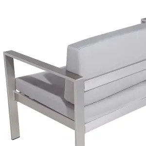 Garden Bench with Cushion SALERNO Metal Light Grey