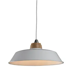 First Choice Lighting Jakob Cream Metal and Wood Easy Fit Pendant Shade