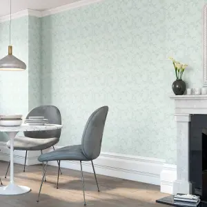 Hoopla Walls Duck Egg Blue Paisley Smooth Matt Wallpaper