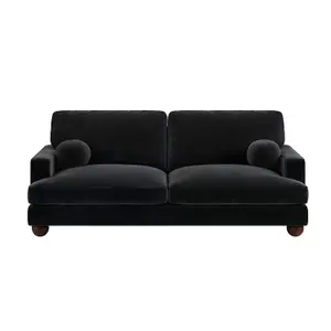 Solace+Co Addison 3 Seater Velvet Sofa - Black