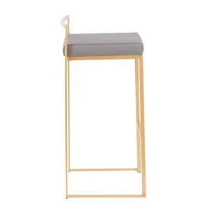 Daggett 68.5cm Bar Stool (Set of 2) Gold / Blue Velvet / Bar Stool (30.75" Seat Height)