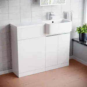 Nes Home 1000mm Right Hand Freestanding White Cabinet with Basin & WC Unit