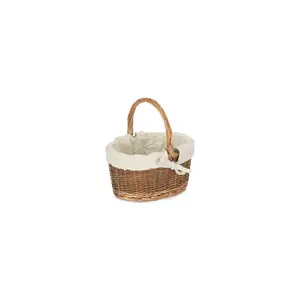 Wicker Shopping Basket with White Lining 28cm H x 29cm W x 22cm D