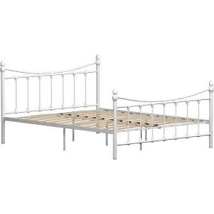 Vida Designs Paris White 5ft King Size Metal Bed Frame, 200 x 150cm