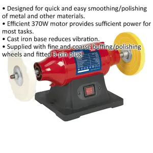 150mm Bench Mounted Buffer and Polisher with 370W Motor for Metal and Material Smoothing