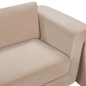 Beliani Modern Velvet Sofa Beige MAUNU