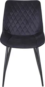 Set of 2 Black Velvet Effect Dining Chairs Plush Padded Upholstered Accent Chair - Elle by MCC