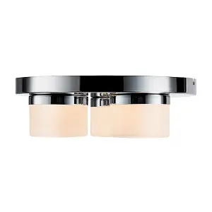 Luminosa Pure 3 Light Semi Flush Bathroom Ceiling Light Chrome, Opal Glass IP44, G9