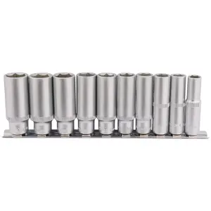 Draper 3/8" Square Drive Deep Socket Set on Metal Rail 10 Piece 16401