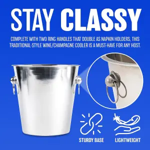 New Stainless Steel Champagne Ice Bucket Handles Cooler Drink Parties Refreshments