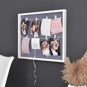 nielsen Accent Photo Collage Frame for 8 Pictures 4x6" With Clothesline and 8 Clips - White/Grey