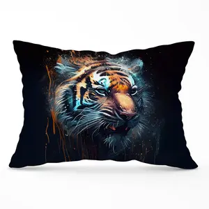 Tiger Face Splashart Dark Background Cushions 33cm x 48cm