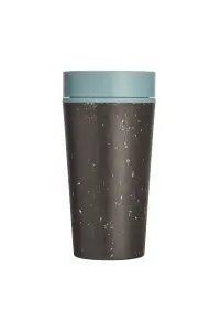 Circular Coffee Cup 12oz Black & Faraway Blue