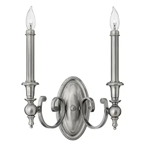 Elstead Yorktown 2 Light Indoor Candle Wall Light Antique Nickel, E14