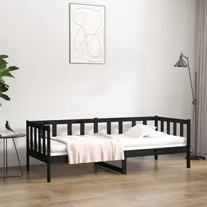 Berkfield Day Bed Black 90x190 cm Solid Wood Pine