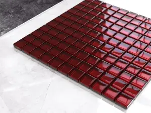 Glass mosaic on mesh for bathroom or kitchen 300mm x 300mm - Pomerol wine