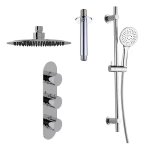 Dezine Alto Concealed Shower Kit with Slide Rail Kit and Ceiling Mounted Rain Head, Chrome