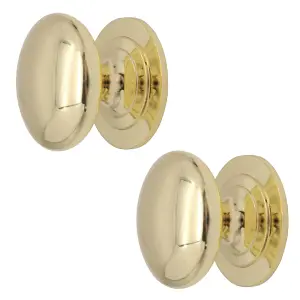 AFIT Victorian Polished Brass Cupboard Knob - 25mm - Pack of 2